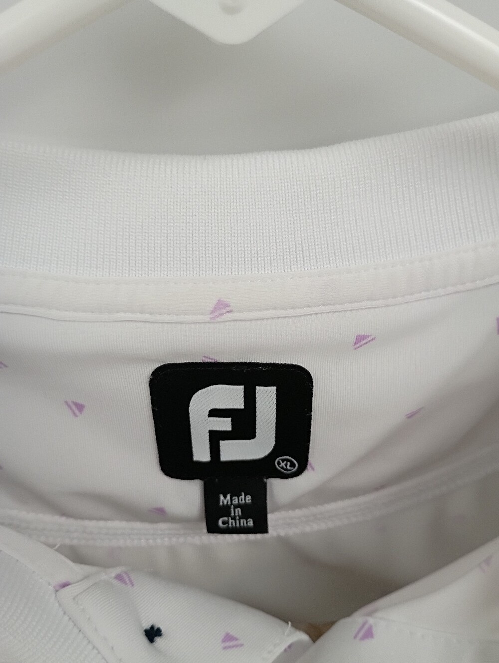 FootJoy White Polo with Navy Logo & Micro Dot Print - Picture 5 of 5